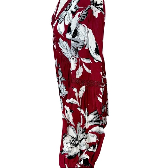 Entro Anthropologie Red Floral Long Sleeve Mini Dress NWT - Picture 7 of 8